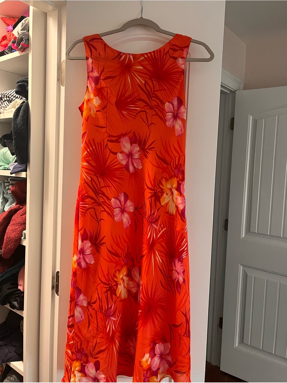 Ronnie Nicole Bright Orange Floral  Dress - Tropical Print sz 14